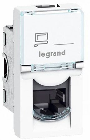 Розетка компьютерная Legrand Mosaic 076551 (RJ45, 1 модуль 5E UTP) - фото